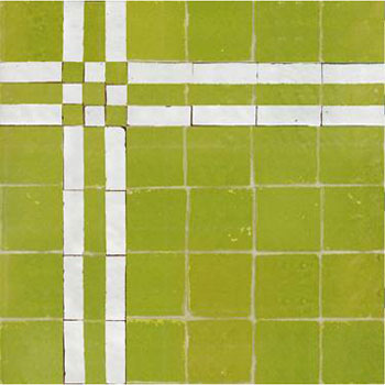 Mosaic House Moroccan tile Bravo Custom 5-26 Lime Green Polar White  zellige, mosaic, zellij, field, pattern, glaze, simple, classic 